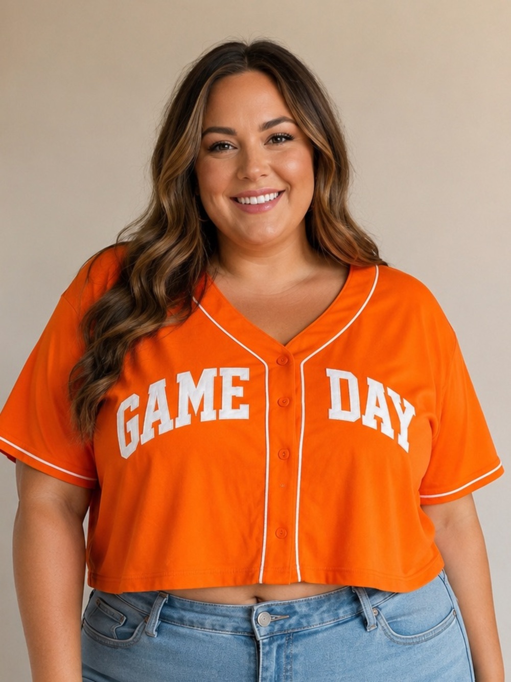 Wild Fable Game Day Jersey Top NWT XXL Orange Button Front Plus Size Jersey